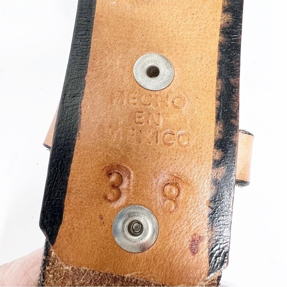 PAINTED TOOLED LEATHER BELT Made in Mexico | Eagle | Floral - Picture 6 of 9